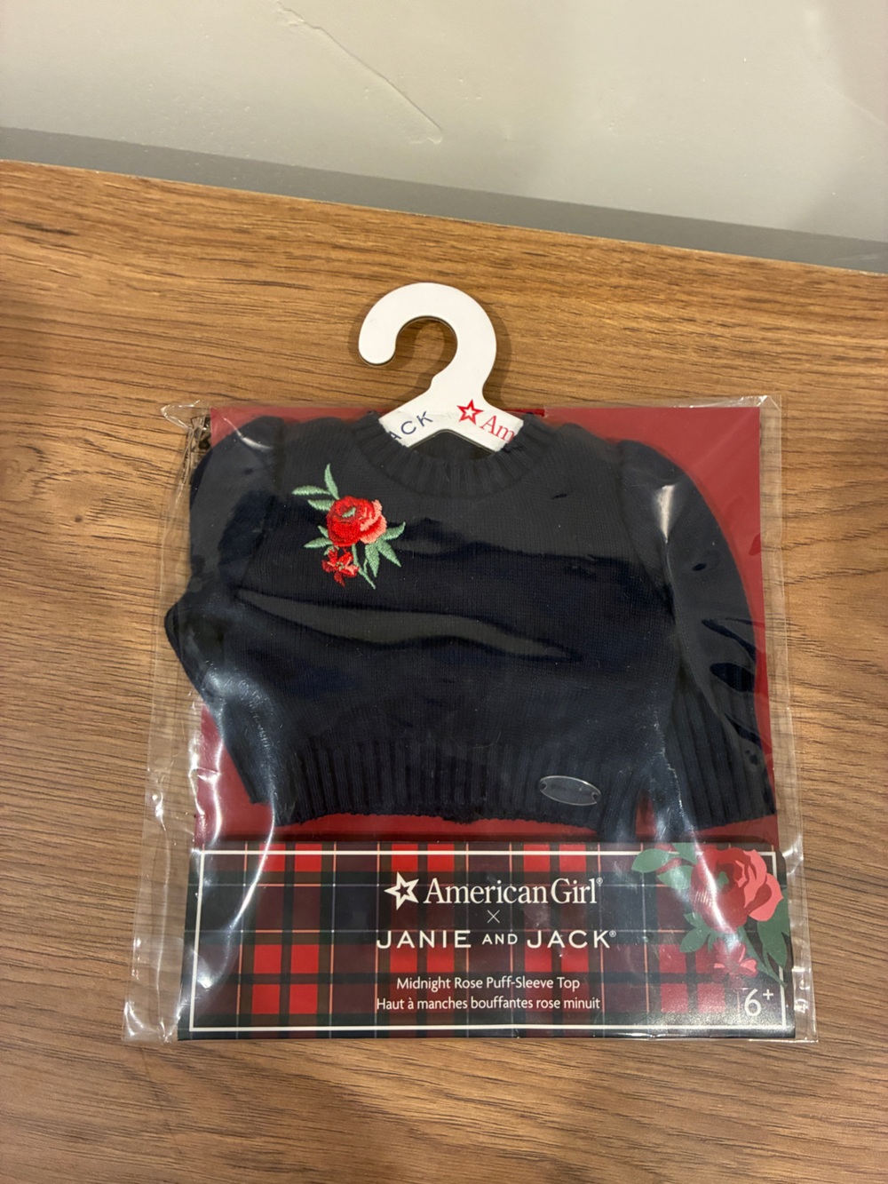 American Girl x Janie and Jack Midnight Rose Puff Sleeve Top